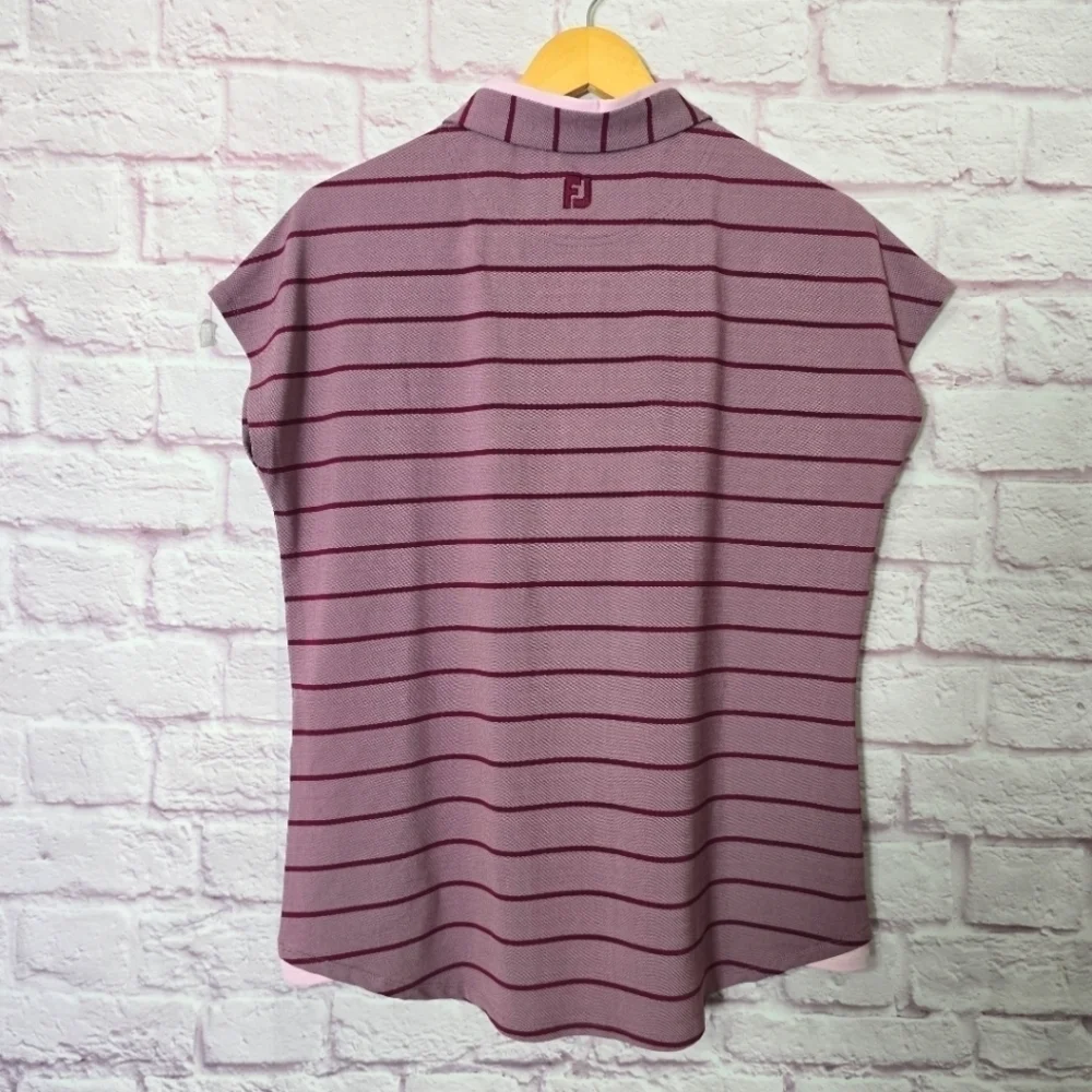 Footjoy Cap Sleeve Birdeye Stripe Jacquard Women's Shirts Size Large - Picture 8 of 9